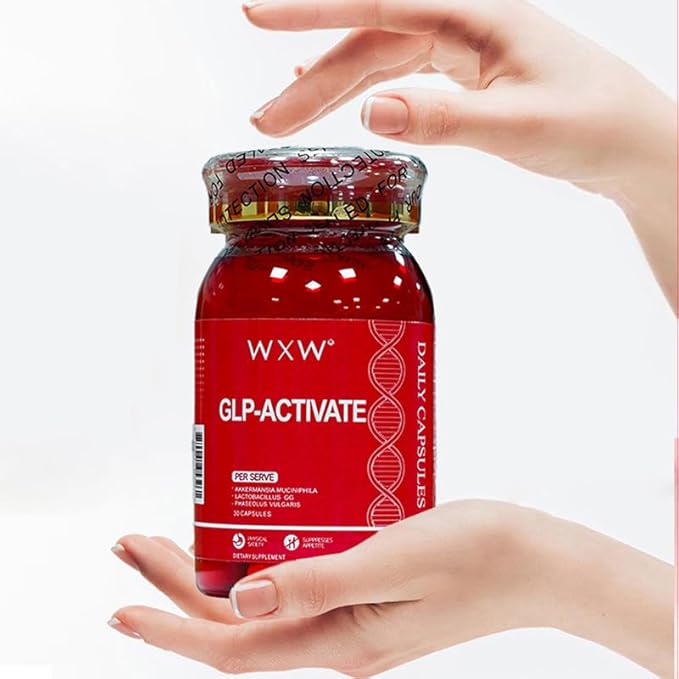 WXW GLP-1 Supplement, GLP Activate, GLP1 Supplements Naturally Support with Akkermansia Probiotic, Lactobacillus GG for Metabolism Gut Health, 30 Capsules