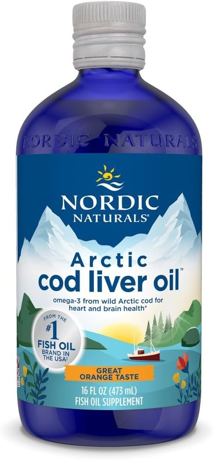 Nordic Naturals Arctic Cod Liver Oil, Orange - 16 oz - 1060 mg Total Omega-3s with EPA & DHA - Heart & Brain Health, Healthy Immunity, Overall Wellness - Non-GMO - 96 Servings