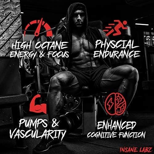 Insane Labz Psychotic Test, High Stim Testosterone Energy and Pump Boosting Pre-Workout Powder with DMAE Bitartrate, D Aspartic Acid, Creatine HCL and Glycerol Monostearate, 30 Servings, Watermelon