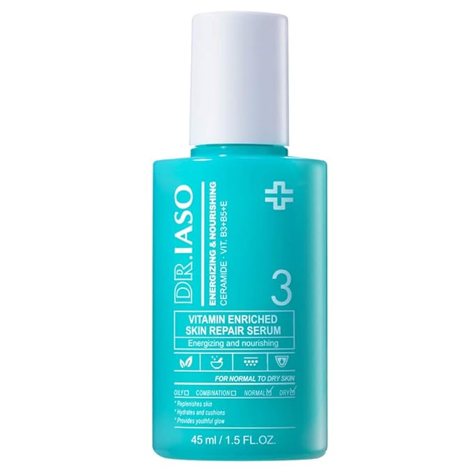 IASO Vitamin Enriched Skin Repair Serum | Highly Concentrated Multivitamin Serum, Vegetable Oils, Korean Skin Care, 1.5 oz