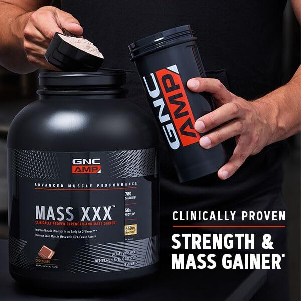 GNC AMP Mass XXX with MyoTOR Protein Powder | Targeted Muscle Building and Workout Support Formula with BCAA and Creatine | Cookies and Cream | 13 Servings