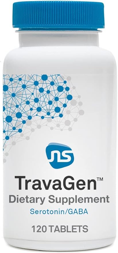 NeuroScience Calm Aid & Mood Support Supplement - TravaGen - with L Tryptophan, L Theanine & Vitamin B12 Complex - Serotonin & GABA Neurotransmitter Supplement (120 Capsules)