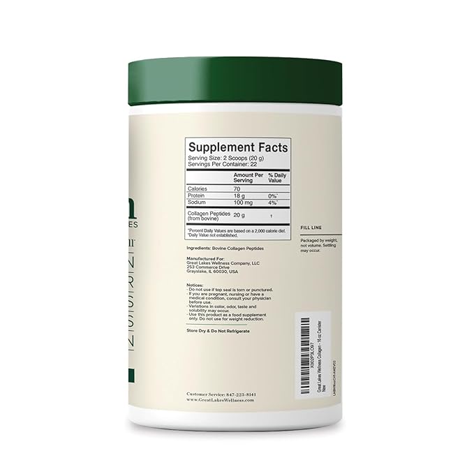 Great Lakes Wellness Collagen Peptides Powder for Skin, Hair, Nails, Joints & Digestion - Unflavored - Quick Dissolve Hydrolyzed, Non-GMO, Keto, Kosher - 16 oz - 3 Pack - Packaging May Vary
