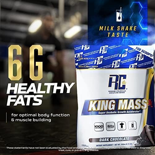 Ronnie Coleman Signature Series King Mass XL Mass Gainer Protein Powder, Muscle Gainer, 60g Protein, 180g Carbohydrates, 1,000+ Calories, Creatine and Glutamine, Strawberry Milkshake, 20 Pound