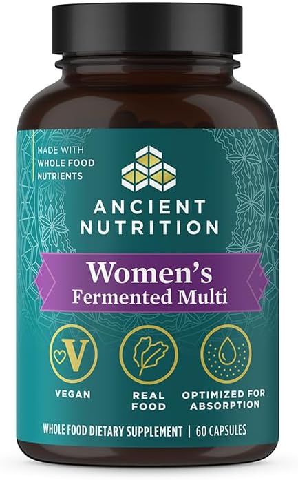 Ancient Nutrition Multivitamin for Women, Women's Fermented Multivitamin with Vitamin C, D, K, Zinc & Magnesium, Immune Support, Vegan, 60 Ct
