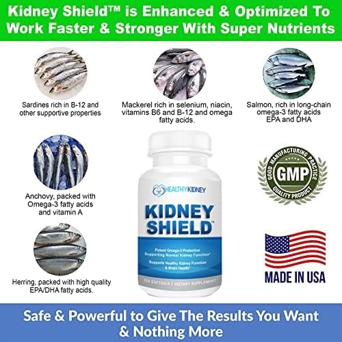 Kidney Shield 120 Caps Kidney Supplement to Support Normal Kidney Function and Support Kidney Health for Kidney Cleanse Omega 3 - (3 Pack)