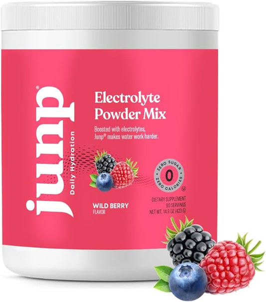 JUNP Electrolytes Powder No Sugar No Carbs, Wild Berry Fruit Flavor Keto Electrolyte Drink Mix - Potassium & Salt Hydration Powder Electrolytes, Zero Calorie Sugar Free Electrolyte Powder, 90 Servings