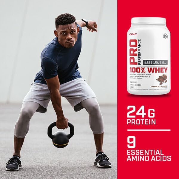 GNC Pro Performance 100% Whey Protein Powder | Supports Healthy Metabolism and Lean Muscle Recovery | Unflavored | 25 Servings