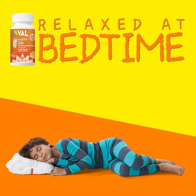 Chewable Magnesium for Kids, Relaxation and Calm Formula, Glycinate, Citrate, Taurate, Vitamin B6, D, C, Natural Lemonade Flavor, Sugar Free, Gluten Free, Non-GMO, 60 Chewable Tablets