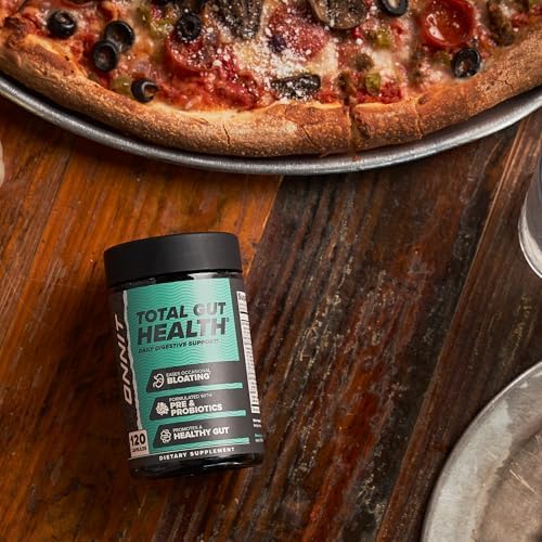 ONNIT Total Gut Health - Complete Daily Probiotics & Digestive Enzyme Supplement for Women & Men - 5 Strains of Probiotics, Prebiotics, Enzymes, Betaine HCL - Capsules - (120ct)