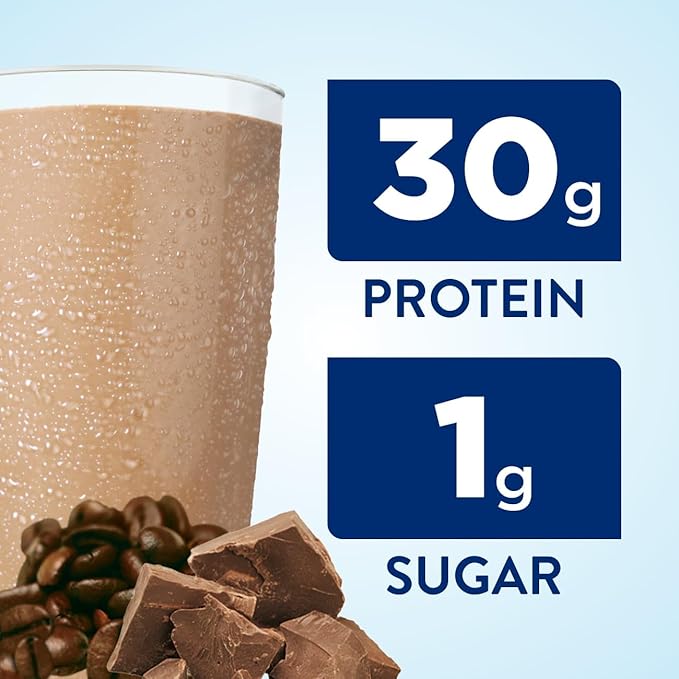 Ensure Max Protein Shake | Café Mocha | Meal Supplement Shake | Ready to Drink | 30g Protein for Muscle Building | 1g Sugar, 4g Fiber | 11 fl oz - 12 Pack
