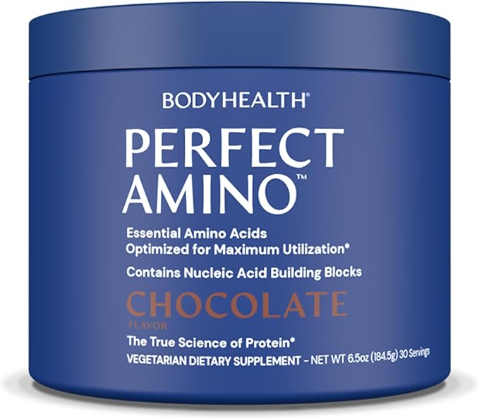 BodyHealth PerfectAmino Powder - BCAA and EAA Powder for Pre and Post Workout - Amino Acid Energy Drink Powder for Men and Women to Support Lean Muscle and Recovery - Chocolate - 30 Servings