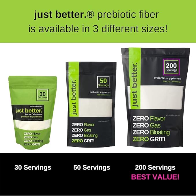 Prebiotic Fiber Supplement for a Healthy Gut | Fiber Powder with Zero Grit Zero Taste and No Bloating or Gas | Feel Full Faster | Keto Non-GMO Gluten Free Vegan 50 Servings
