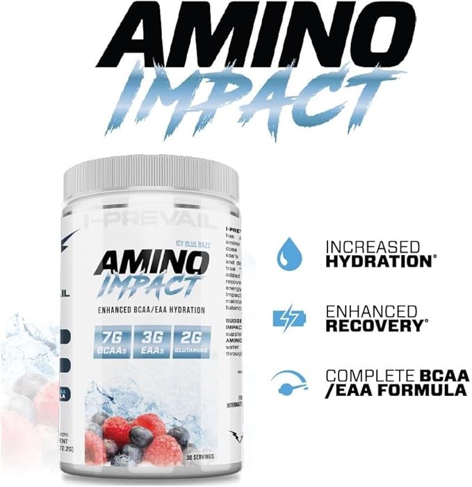 Amino Impact BCAA – EAA Enhanced Hydration Recovery & Endurance Keto Friendly Formula 7g BCAA’s – 3g EAA’s Plus 2g Glutamine |30 Serving (Watermelon Lemonade)