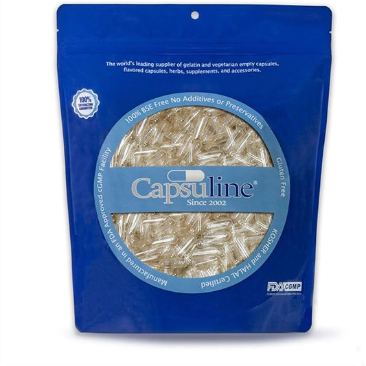 Capsuline Size 1 - Clear Empty Vegan Capsules - 5000 Count - Empty Veggie Pill Capsules - DIY Vegetable Capsule Filling - Empty Caps - Kosher and Halal Certified - Non-GMO Certified