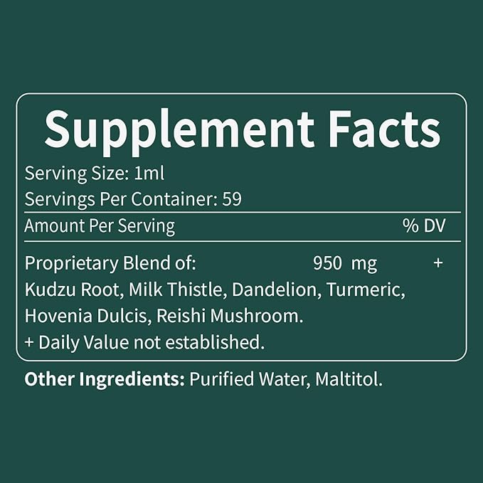 Kudzu Root Drops, Liver Detox Cleanse Supplement, Liver Health Formula with Milk Thistle Goji Berries Extract. 2 oz