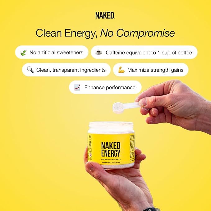 Naked Citrus Naked Energy - Citrus Flavored Clean Pre Workout Supplement for Men and Women, Vegan Friendly, No Added Sweeteners, Colors Or Flavors - 30 Servings