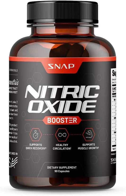Snap Supplements Nitric Oxide Booster, Support Healthy Blood Pressure, Nitric Oxide Supplements for Men and Women (90 Count)