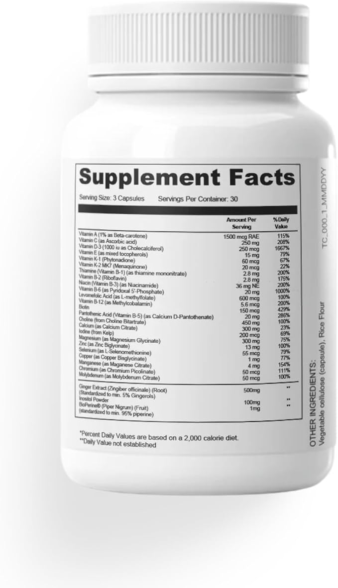 Nourished Mama Prenatal Multi Vitamin - Vegan Multivitamin for Preconception, Pregnancy, Postpartum and Breastfeeding Support - Iron-Free with Methylated Folate & High Dose Choline - 1 Bottle