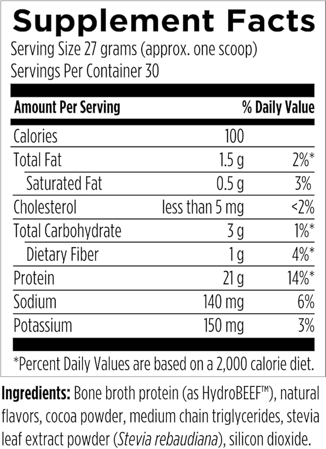 Designs for Health PurePaleo Collagen Protein Powder - 21g HydroBEEF Bone Broth Protein Supplement with Collagen Peptides + BCAAs - Chocolate, Non-GMO, Dairy-Free + Gluten-Free (30 Servings / 810g)