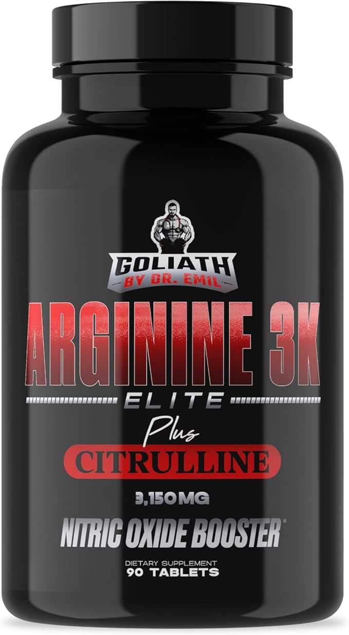 Dr. Emil - Elite L Arginine (3150mg) + L-Citrulline Highest Dose - Nitric Oxide Supplement for Vascularity, Endurance and Heart Health (AAKG and HCL) - 90 Tablets