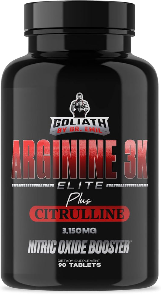 Dr. Emil - Elite L Arginine (3150mg) + L-Citrulline Highest Dose - Nitric Oxide Supplement for Vascularity, Endurance and Heart Health (AAKG and HCL) - 90 Tablets