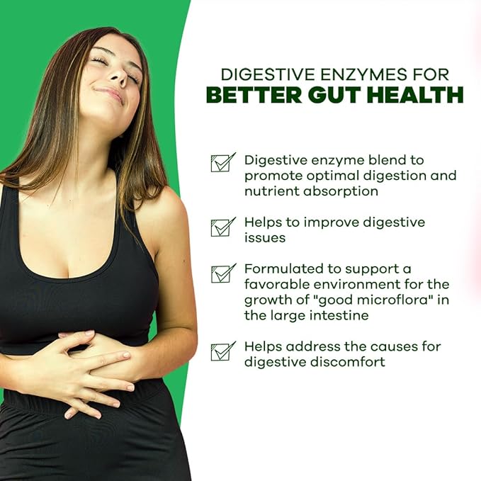 GoBiotix Digestive Enzymes Supplement with Prebiotics and Probiotics for Women and Men - Gut Health, Gluten Digestion, Lactose Absorption, Plant Based Dietary Pills - 60 Capsules