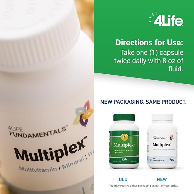4Life Multiplex - Dietary Supplement with 21 Essential Vitamins and Minerals to Support Health and Immune System - Supplement with A, B, C, Zinc, Biotin, and More to Support Health - 60 Capsules