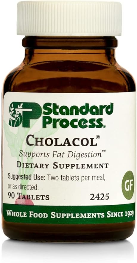Standard Process Cholacol - Gallbladder Support Supplement - Fat Digestion Supplement for Digestive Health & Bile Support - Gluten-Free, Non-Dairy & Non-Soy - 90 Tablets