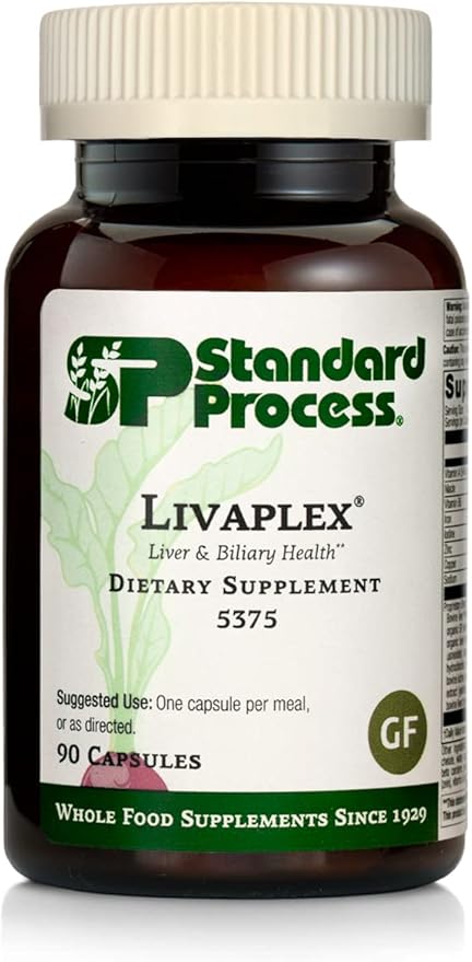 Standard Process Livaplex - Whole Food Bowel, Digestion and Digestive Health, Liver Health and Gallbladder Support with Spanish Black Radish, Betaine Hydrochloride, and Organic Carrot - 90 Capsules