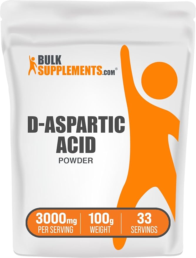 BulkSupplements.com D-Aspartic Acid Powder - DAA Supplement for Men & Women, D-Aspartic Acid 3000mg - Unflavored & Gluten Free, 3000mg per Serving, 100g (3.5 oz) (Pack of 1)