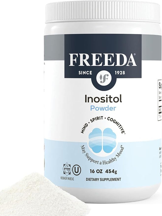 FREEDA Inositol Powder from Myo-Inositol - Hormone Balance for Women - PCOS Supplements for Women - Vitamin B8 Conception, Fertility Support - Myoinositol for Mood Improvement in Men & Women -16 oz