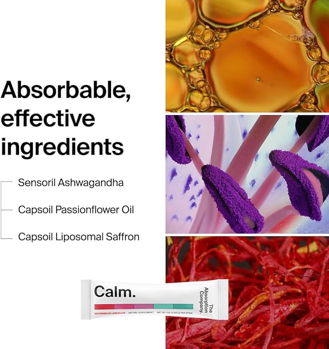 Calm Drink Mix - Relaxation Aid with Magnesium, Ashwagandha, L-Theanine, & Vitamin D - Supports Cortisol Regulation and Mood for Men & Women - Watermelon Lemonade Flavor 7 Sticks