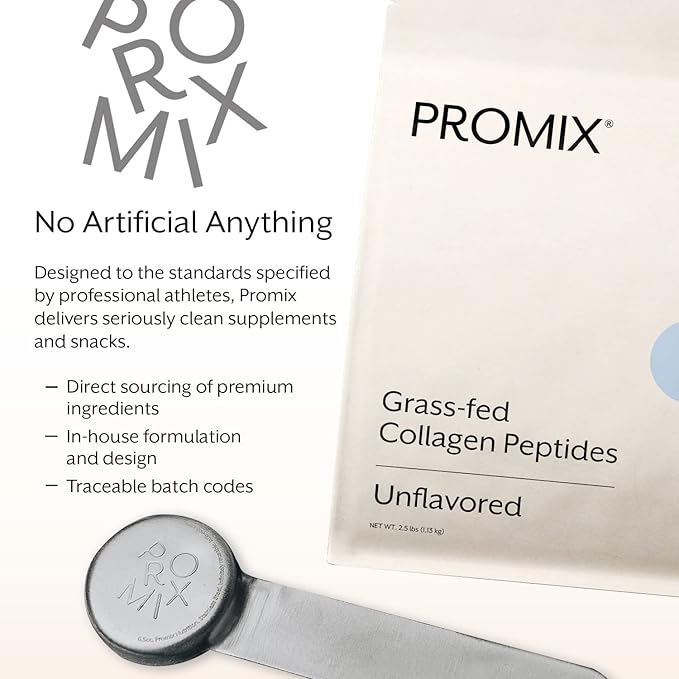 Promix Collagen Peptides, Unflavored, 2.5lb Bulk - Hydrolyzed Collagen Protein Promotes Healthy Skin, Bones, Joints & Recovery Support - Add to Shakes, Smoothies, Beverages & Baking recipes.