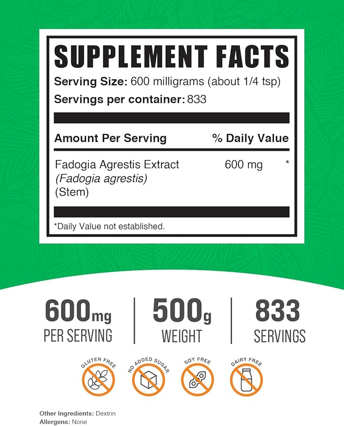 BulkSupplements.com Fadogia Agrestis Extract Powder - Fadogia Agrestis Supplement, Fadogia Agrestis 600mg - for Energy Boost, Gluten Free, 600mg per Serving, 500g (1.1 lbs) (Pack of 1)