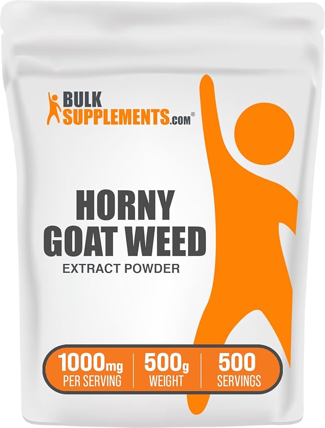 BulkSupplements.com Horny Goat Weed Extract - Epimedium Extract, Horny Goat Weed Herbal Supplements, Horny Goat Weed Powder- Gluten Free, 1000mg per Serving, 500g (1.1 lbs) (Pack of 1)