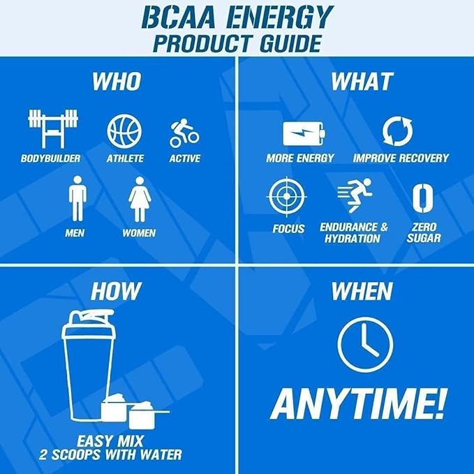 EVL BCAAs Amino Acids Powder - BCAA Energy Pre Workout Powder for Muscle Recovery Lean Growth and Endurance - Rehydrating BCAA Powder Post Workout Recovery Drink with Natural Caffeine - Furious Grape