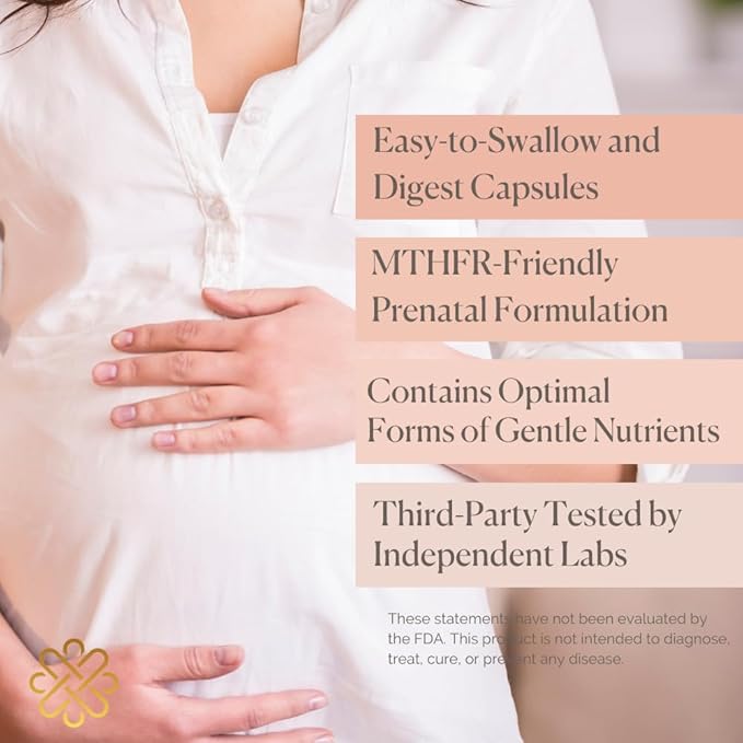 Prenatal Vitamins - Methylated Pregnancy Multivitamin with Bioavailable Nutrients – Mom & Baby Nutrition, Fetal Development w Methylfolate, Choline, Zinc, Vitamin D (120 Capsules)