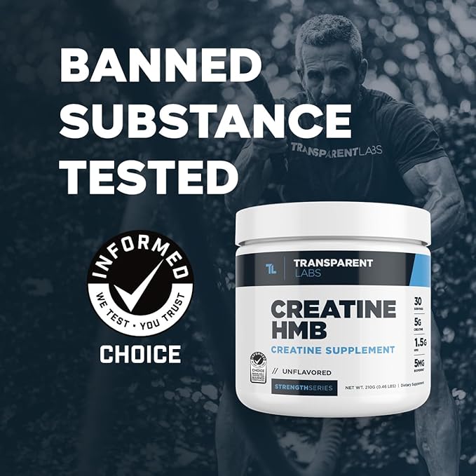 Transparent Labs Creatine HMB - Creatine Monohydrate Powder with HMB for Muscle Growth, Increased Strength, Enhanced Energy Output, and Improved Athletic Performance - 30 Servings, Unflavored