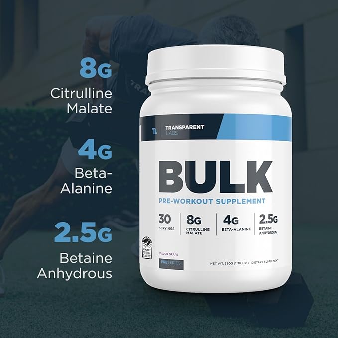 Transparent Labs Bulk Pre Workout Powder - Naturally Sweetened Advanced Pre-Workout Formula for Muscle Building and Strength - 30 Servings, Tropical Punch