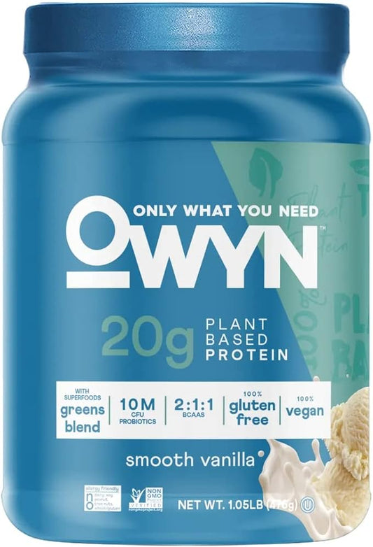 OWYN Only What You Need Plant-Based Protein Powder, Smooth Vanilla, 1.05 lbs