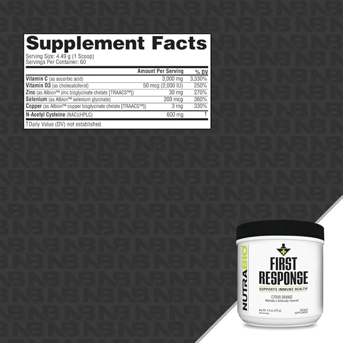 NutraBio First Response Vitamin Supplement, 270g – May Help Fortify Your Immune System for Everyday Health and Wellness