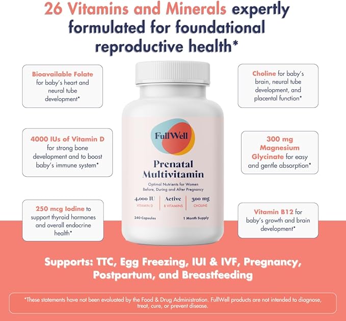 Prenatal Vitamin + DHA | Omega 3 Fish Oil with DHA & EPA for Brain Development & Nervous System Support | 26+ Vital Nutrients | Dietitian-formulated, Non-GMO, 3rd Party Tested, 30 Servings