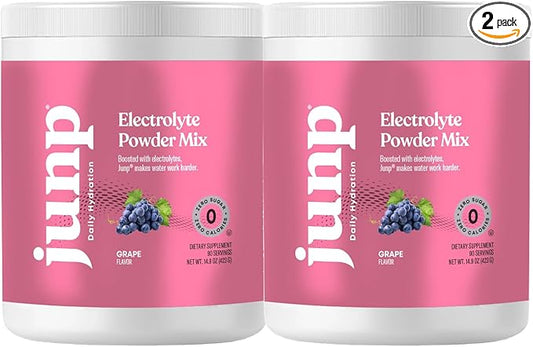 JUNP Electrolytes Powder No Sugar No Carbs – Vine Ripened Grape Infused Drink Mix - Potassium & Salt Electrolyte Hydration Powder Zero Calorie Sugar Free Electrolyte Powder,180 Servings