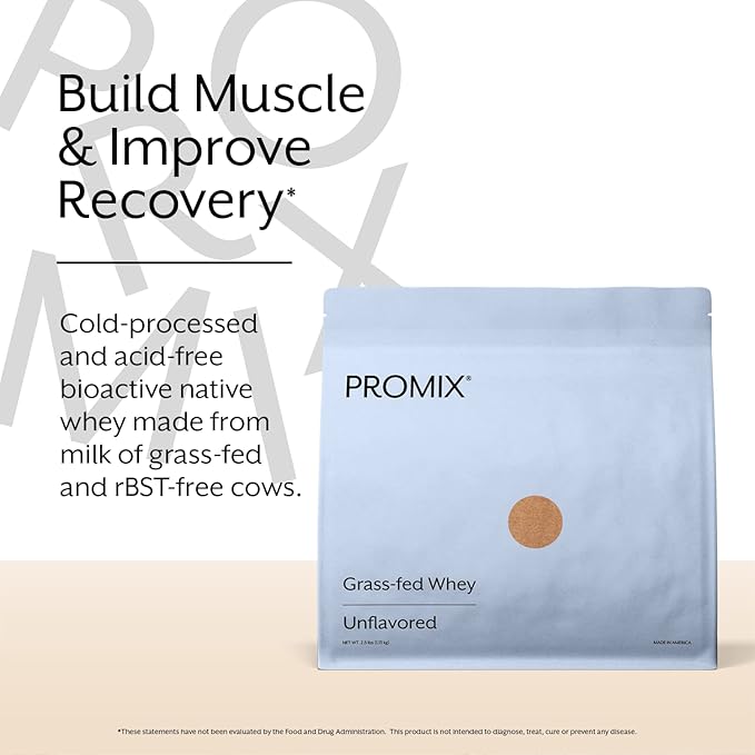 Promix Whey Protein Powder, Unflavored - 5lb Bulk - Grass-Fed & 100% All Natural - ­Post Workout Fitness & Nutrition Shakes, Smoothies, Baking & Cooking Recipes - Gluten-Free & Keto-Friendly