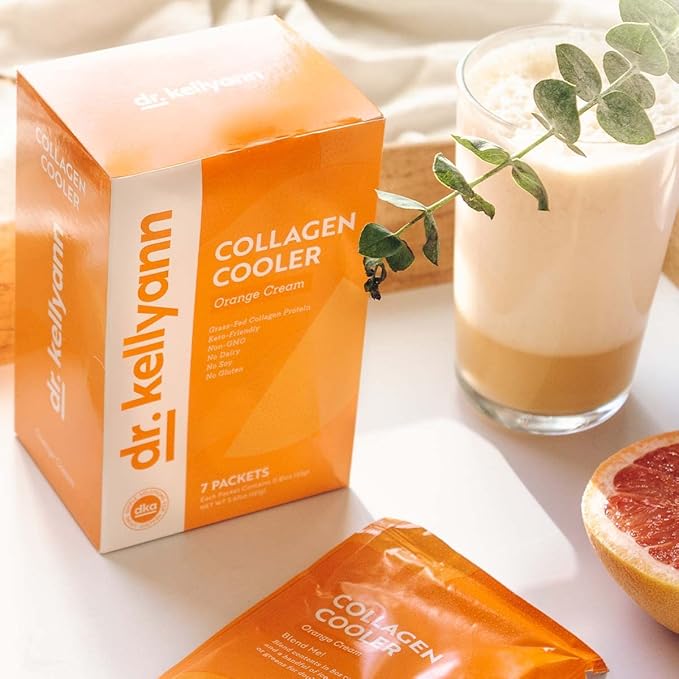 Dr. Kellyann Orange Cream Keto Shake Packets (7 Servings) – 15g Protein, Grass-Fed Collagen, Keto & Paleo-Friendly, 1 Pack