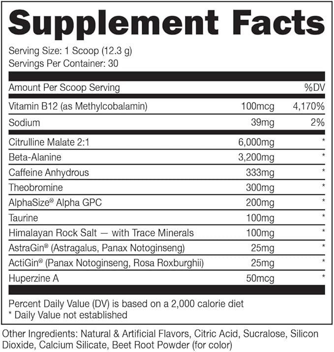 Bucked Up - Woke - HIGH STIM Pre Workout - Best Tasting - Focus Nootropic, Pump, Strength and Growth, 30 Servings (Strawberry Kiwi)
