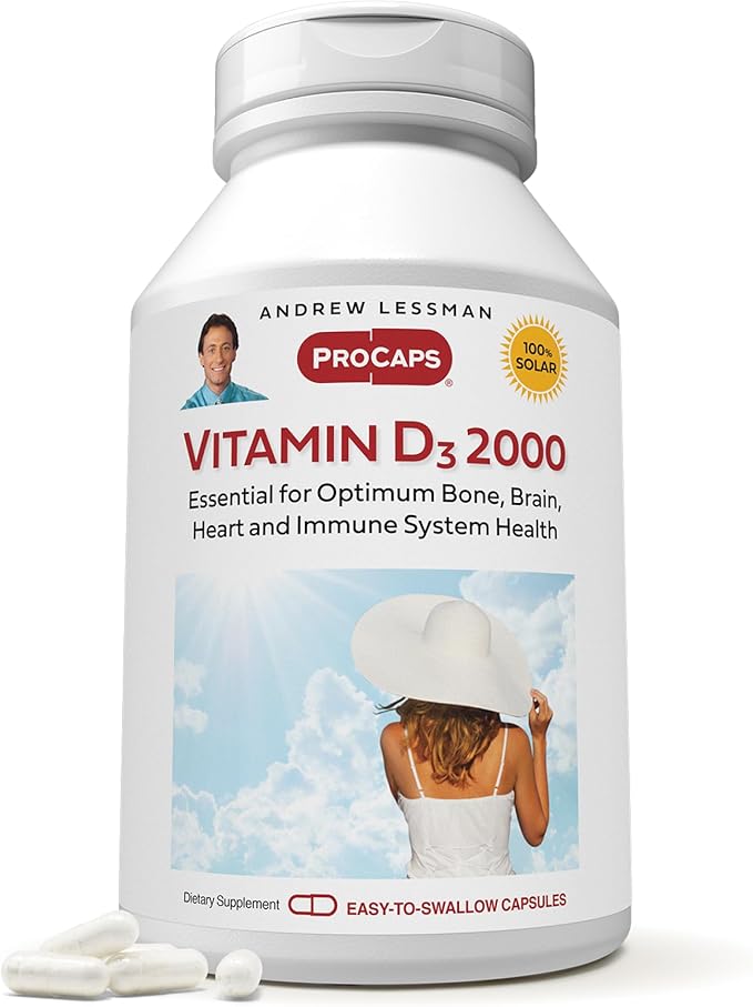 Andrew Lessman Vitamin D3 2000 IU 720 Capsules – High Potency, Essential for Calcium Absorption, Supports Bone Health, Healthy Muscle Function, Immune System and More. Small Easy to Swallow Capsules