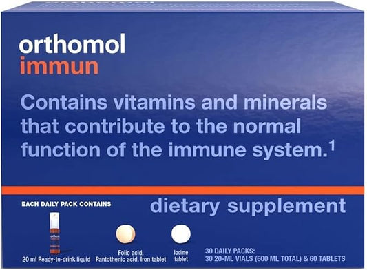 Orthomol Immun Vial, Immune Support Supplement,Capsule 30-Day Supply, Vitamins A, B, C, D, E, Zinc, Iodine