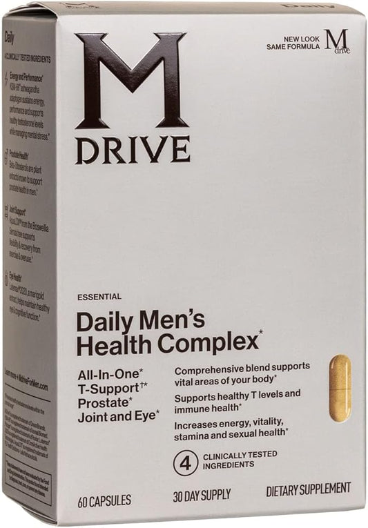 Mdrive Classic Testosterone Booster for Men, Support Healthy Prostate, Eyes, Joint, Energy, Stress Relief, KSM-66 Ashwagandha, Beta-Sitosterols, 60ct.